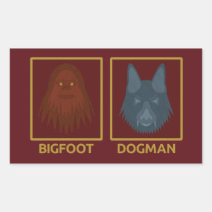 Rectangular Pegatina de Bigfoot y Dogman