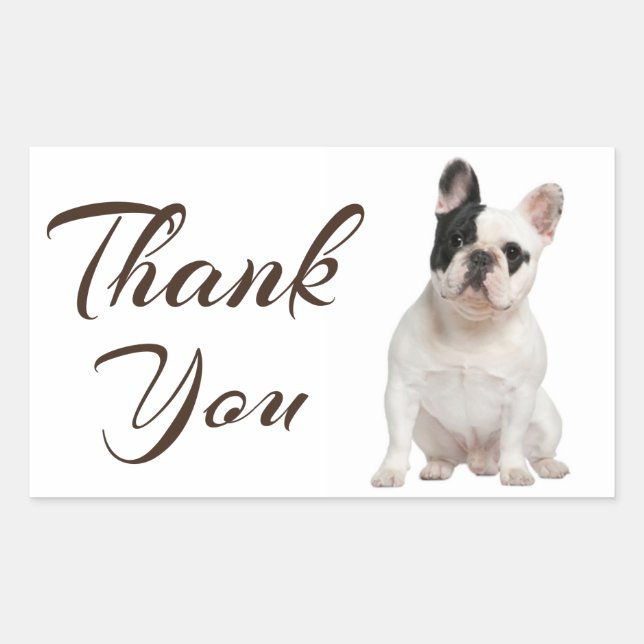Rectangular Pegatina de cachorro de perro Bulldog Francés Grac (Anverso)