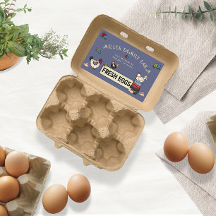 Rectangular Pegatina de Cartón de Huevo de Pollo Rústico Famil