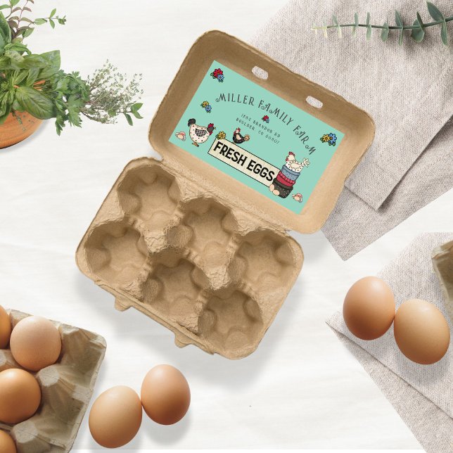 Rectangular Pegatina de Cartón de Huevo de Pollo Rústico Famil (Subido por el creador)