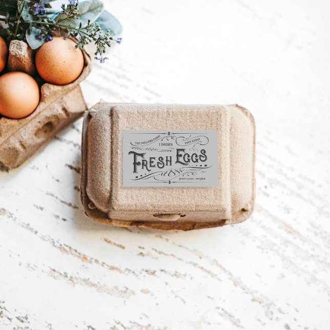 Rectangular Pegatina de cartón de huevos frescos del borde de  (Subido por el creador)