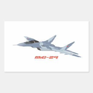 Rectangular Pegatina de caza MiG-29