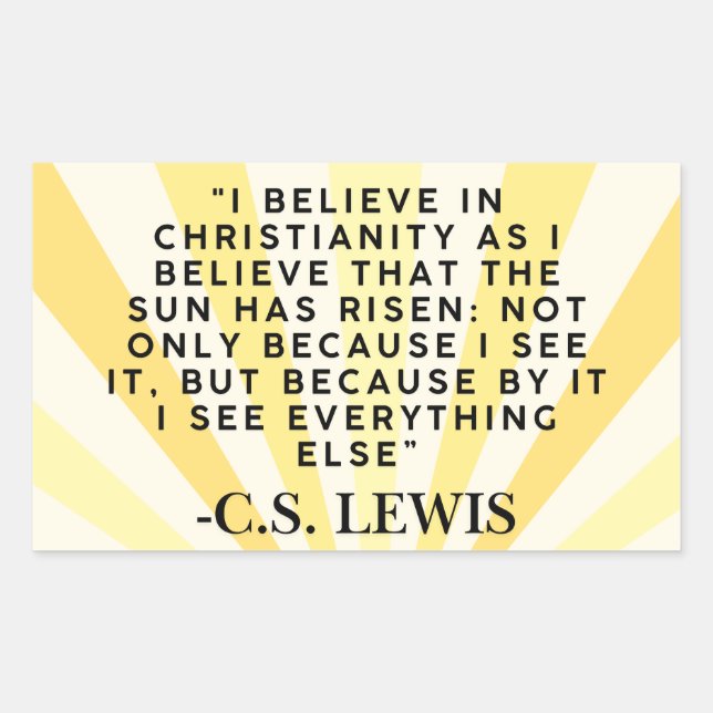 Rectangular Pegatina de cita de C.S. Lewis - Cristianismo (Anverso)