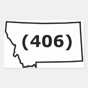 Rectangular Pegatina de código de área de Montana