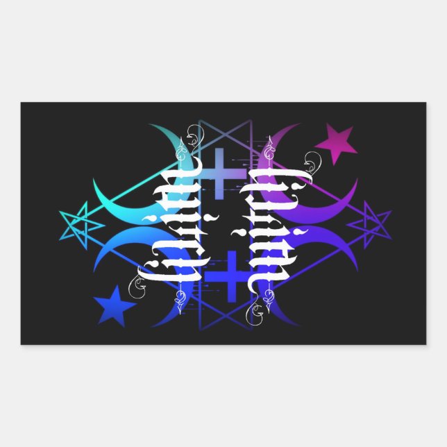 Rectangular pegatina de color de bruja lilith (Anverso)
