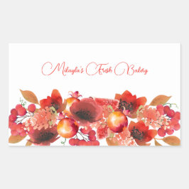 Rectangular Pegatina de comida de flores, frutas y bayas