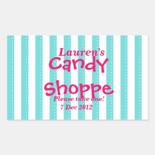 Rectangular pegatina de compras de candy azul y rosa caliente