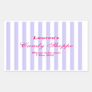 Rectangular Pegatina de compras de dulces morados y rosados