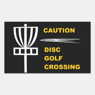 Rectangular Pegatina de Cruce de Golf con Disco de Precaución