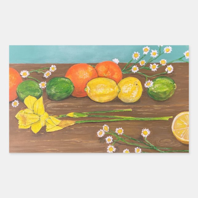 Rectangular pegatina de daffodil (Anverso)