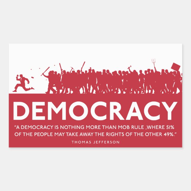 Rectangular Pegatina de Democracia (Anverso)