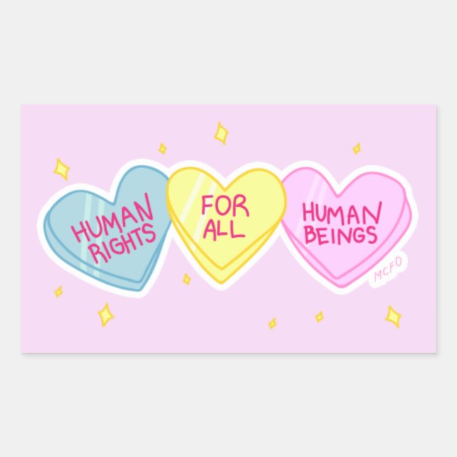 Rectangular Pegatina de Derechos Humanos (Anverso)