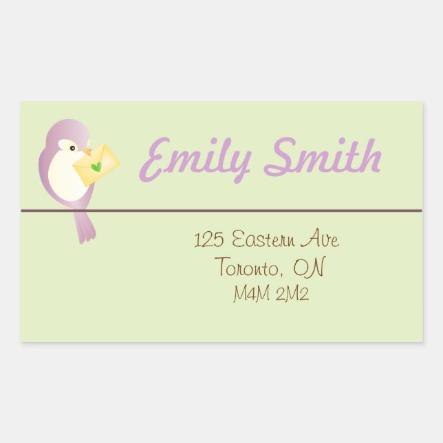 Rectangular Pegatina de devolución de dirección de pájaro dulc (Anverso)