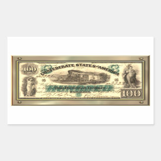 Rectangular Pegatina de dinero confederado