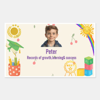Rectangular Pegatina de documento escolar personalizada para n