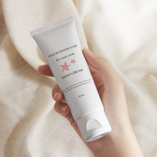 Rectangular Pegatina de empaque para el cuidado de la piel de  (Red coastal hand cream skin care packaging sticker)