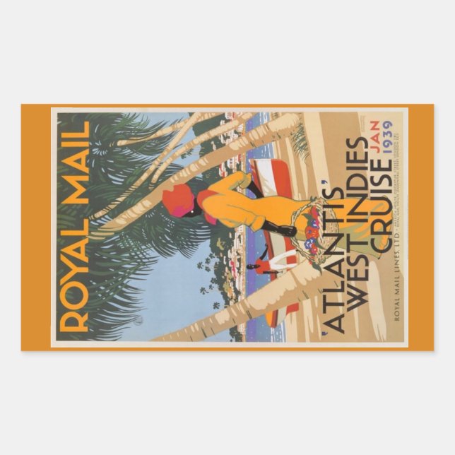 Rectangular Pegatina de equipaje retro vintage (Anverso)