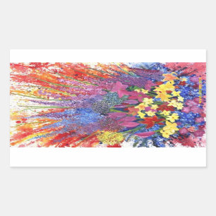 Rectangular pegatina de explosión floral de alaska