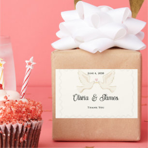 Rectangular Pegatina de Favor de Boda de Palomas Blancas