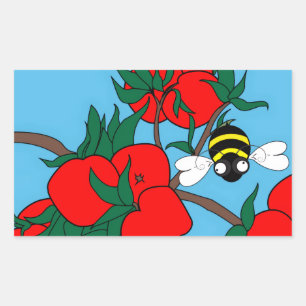 Rectangular Pegatina de Flor de Manzano
