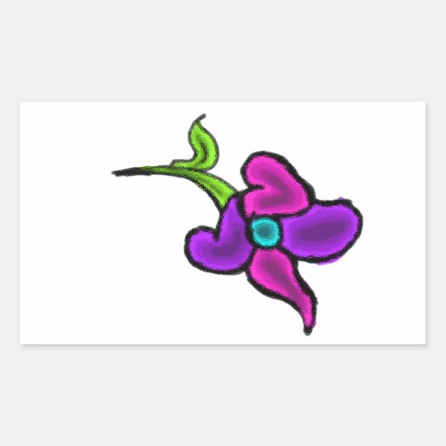 Rectangular pegatina de flores (Anverso)