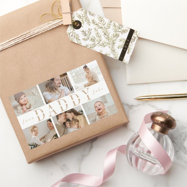 Rectangular pegatina de fotos de niños del Collage de "Papi" d (Regalar)