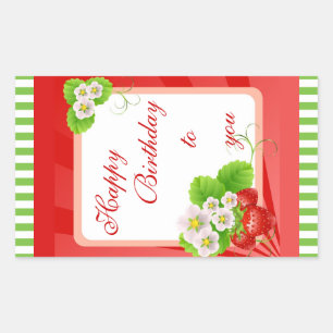 Rectangular Pegatina de fresas