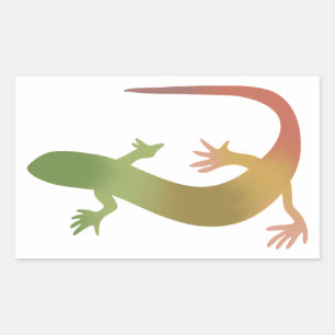 Rectangular Pegatina de gradiente de gecko verde y naranja