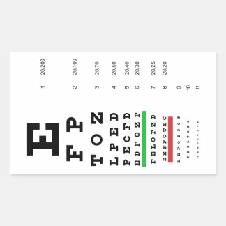Rectangular Pegatina de gráfico ocular de Snellen