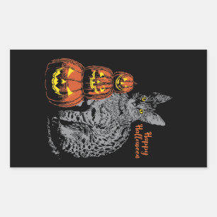 Rectangular Pegatina de Halloween - Calabazas para gatos