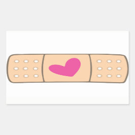 Rectangular Pegatina de Heart Bandaid