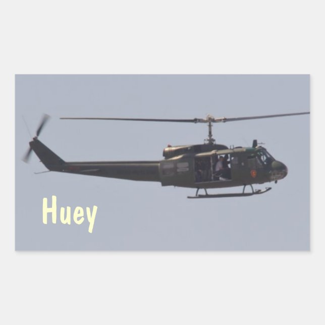Rectangular Pegatina de helicóptero Huey (Anverso)