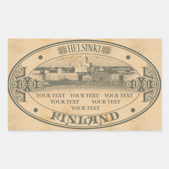 Rectangular Pegatina de Helsinki (Anverso)