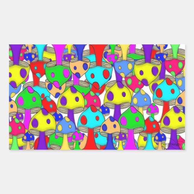 Rectangular Pegatina de hongos (Anverso)
