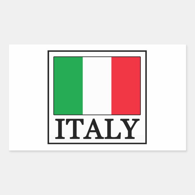 Rectangular Pegatina de Italia (Anverso)