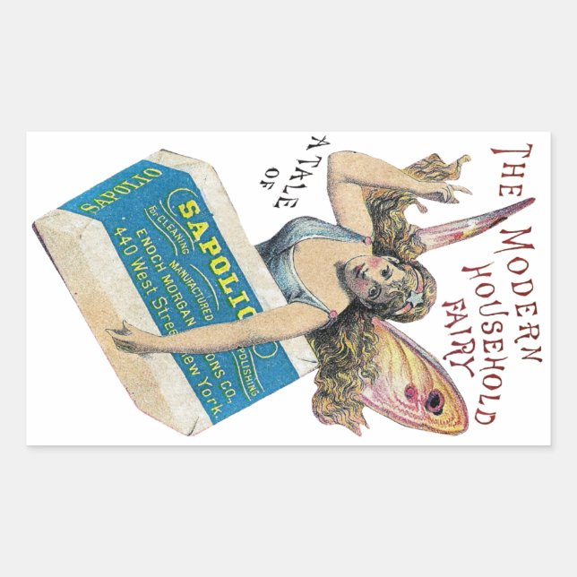 Rectangular Pegatina de jabón de hadas (Anverso)