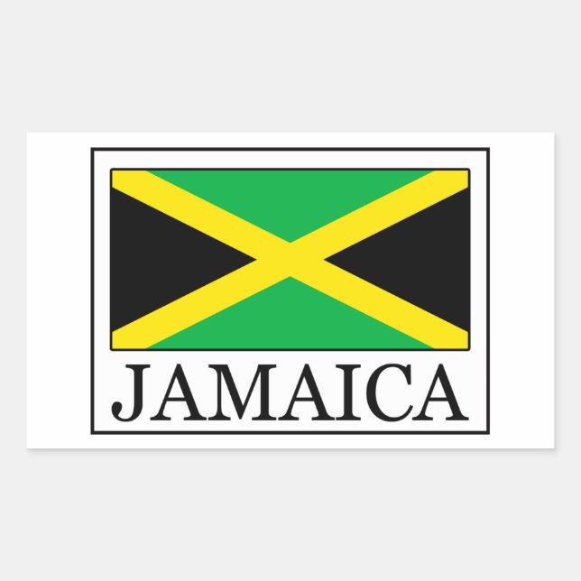 Rectangular Pegatina de Jamaica (Anverso)