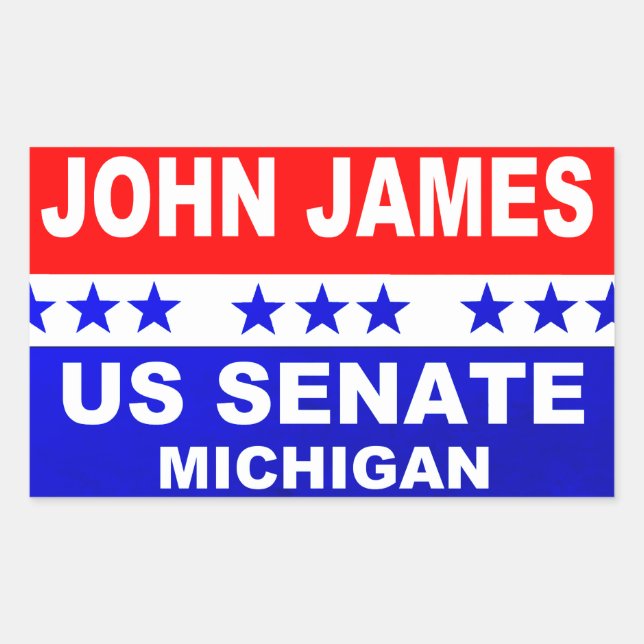 Rectangular Pegatina de John James US Senate Michigan 2018 (Anverso)