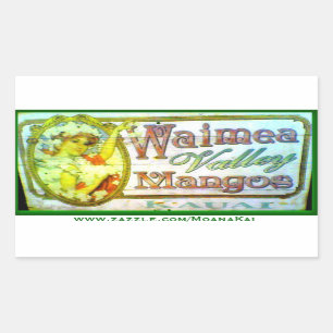 Rectangular Pegatina de Kauai de los mangos del valle de
