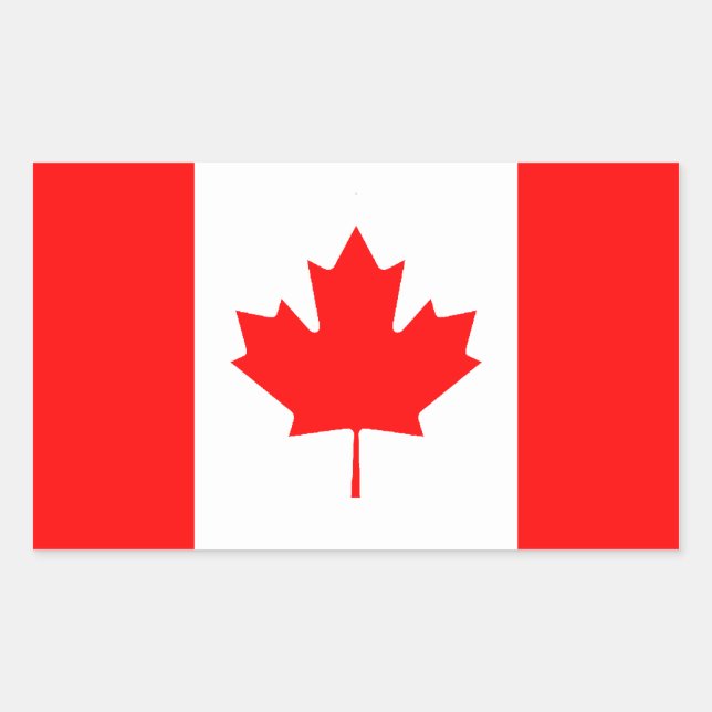 Rectangular Pegatina de la bandera canadiense (Anverso)