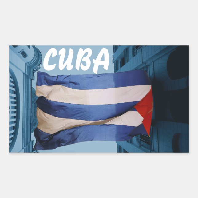 Rectangular Pegatina de la bandera de Cuba (Anverso)