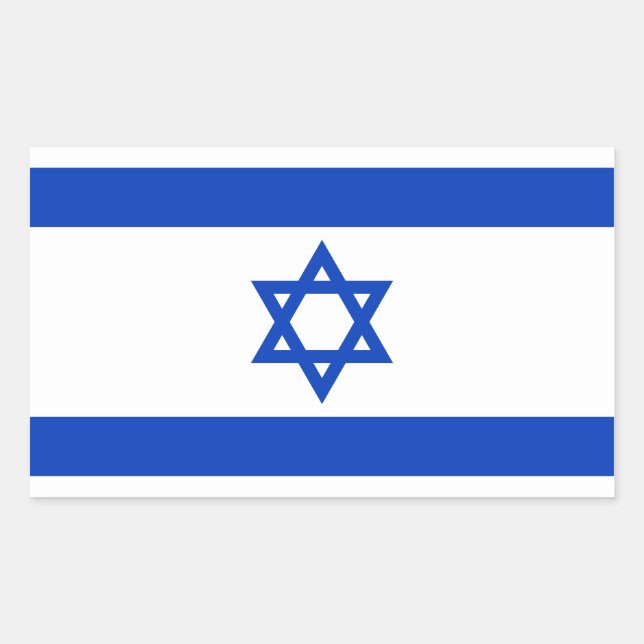 Rectangular Pegatina de la bandera de Israel (Anverso)