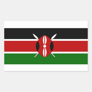 Rectangular Pegatina de la bandera de Kenya*