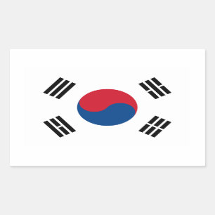 Rectangular Pegatina de la bandera de la Corea del Sur
