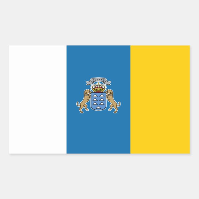 Rectangular Pegatina de la bandera de las islas de Canary* (Anverso)