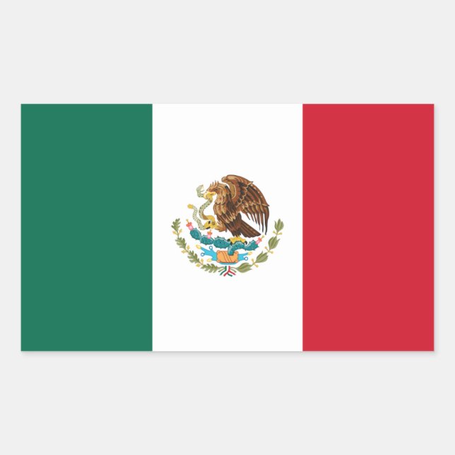 Rectangular Pegatina de la bandera de México (Anverso)