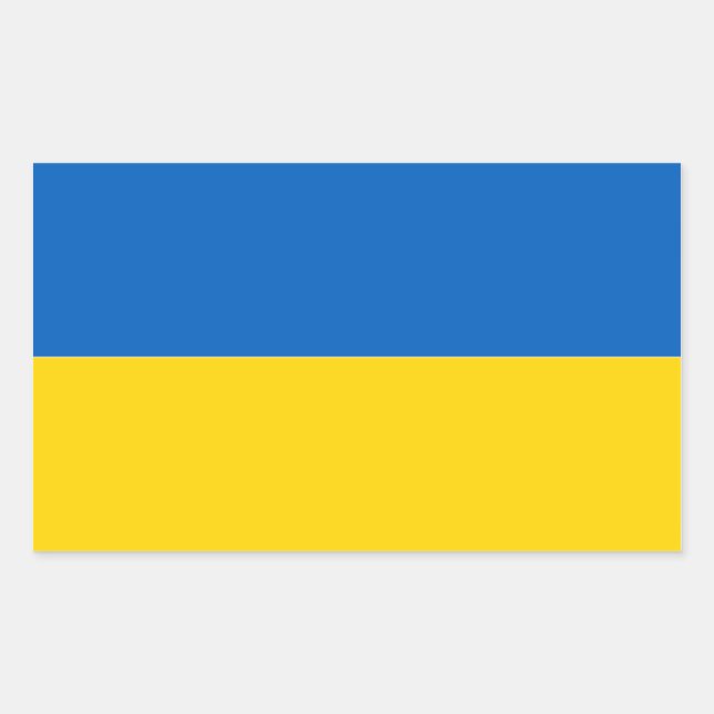 Rectangular Pegatina de la bandera de Ucrania (Anverso)