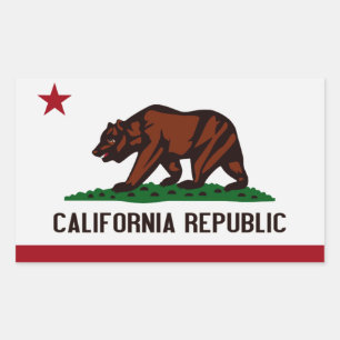 Rectangular Pegatina de la bandera del estado de California
