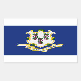 Rectangular Pegatina de la bandera del estado de Connecticut