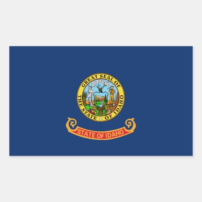 Rectangular Pegatina de la bandera del estado de Idaho (Anverso)